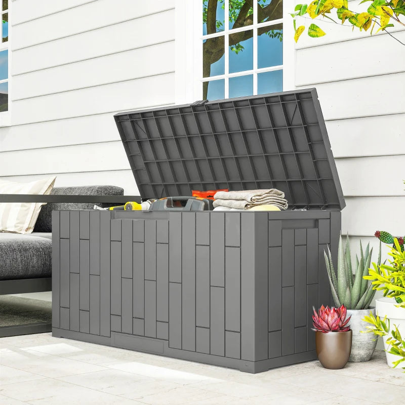 Nancy's Scalea Tuinkussenbox - Opbergbox voor buiten - Tuinbox - 227 Liter - Grijs - Kunststof - ± 105 x 45 x 55 cm