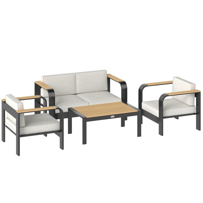 Nancy's Sassuolo Loungeset - Tuinmeubelset - Tuinset - Beige / Zwart / Grijs / Teak