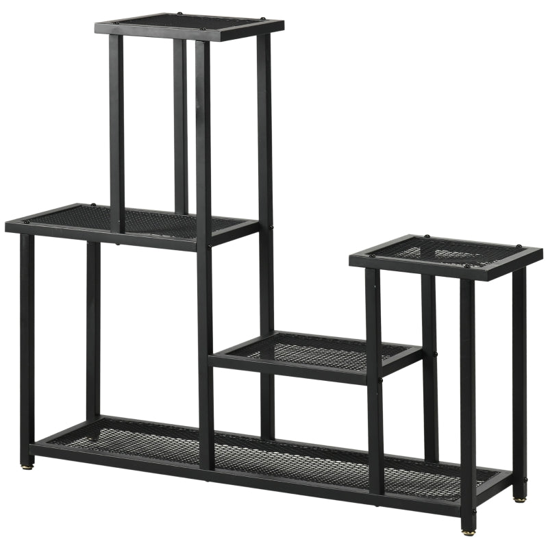 Nancy's Leganes Plant rack - Flower rack - Plant stairs - Flower stairs - Black - ± 90 x 25 x 80 cm