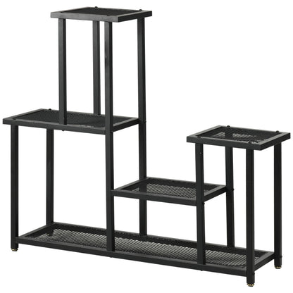 Nancy's Leganes Plant rack - Flower rack - Plant stairs - Flower stairs - Black - ± 90 x 25 x 80 cm