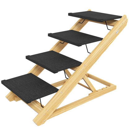Nancy's Sorico Hondentrap - Dierentrap - Aanpasbare hoogte - Antislip - Naturel hout / Zwart