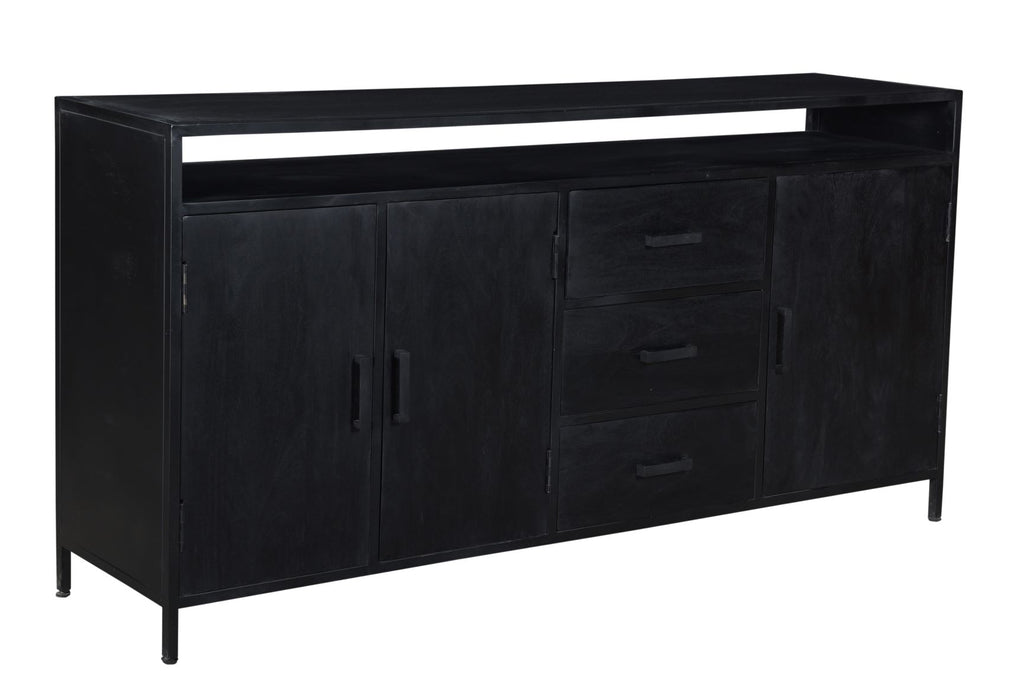 Nancy's Milharicas Dressoir - Kast - Mangohout - Staal - Zwart - 180 x 40 x 85 cm