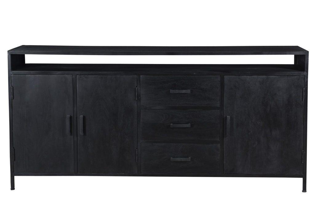 Nancy's Milharicas Dressoir - Kast - Mangohout - Staal - Zwart - 180 x 40 x 85 cm