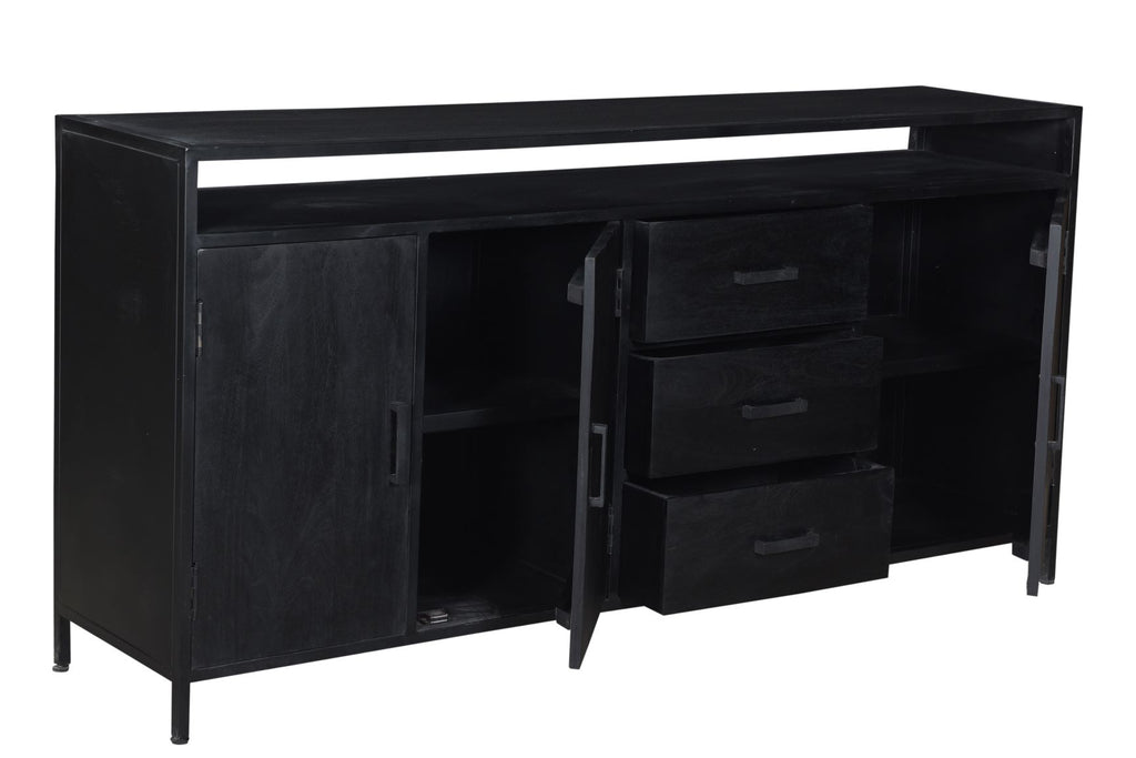 Nancy's Milharicas Dressoir - Kast - Mangohout - Staal - Zwart - 180 x 40 x 85 cm