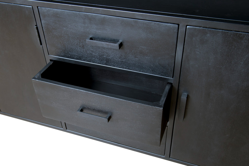 Nancy's Milharicas Dressoir - Kast - Mangohout - Staal - Zwart - 180 x 40 x 85 cm