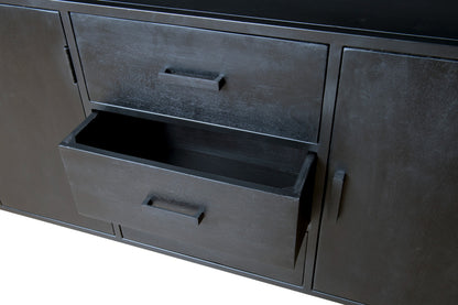 Nancy's Milharicas Dressoir - Kast - Mangohout - Staal - Zwart - 180 x 40 x 85 cm