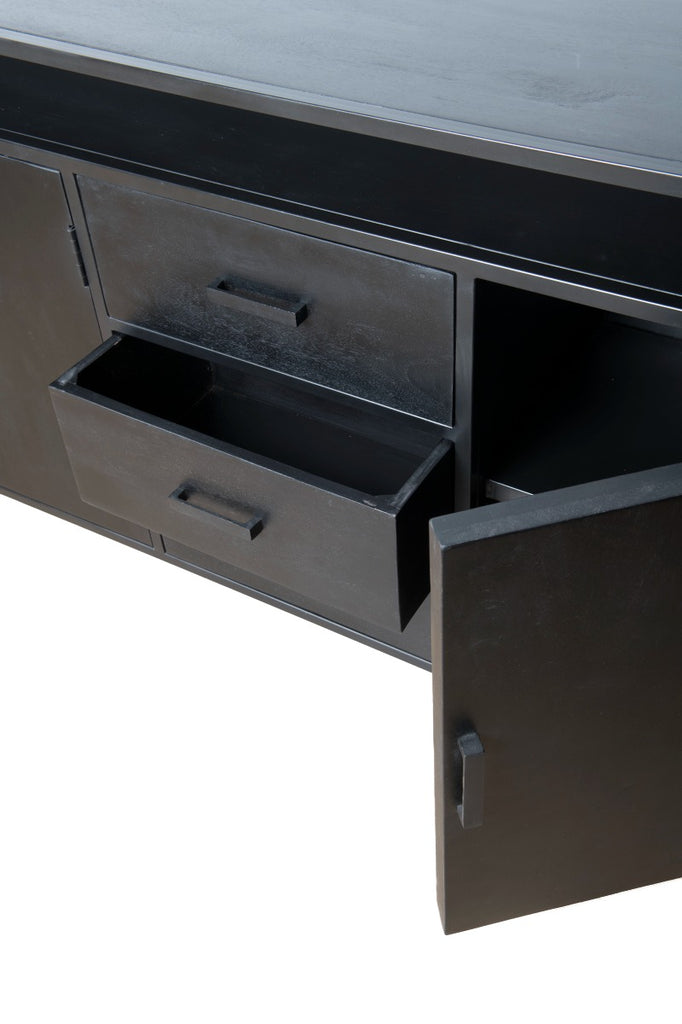 Nancy's Milharicas Dressoir - Kast - Mangohout - Staal - Zwart - 180 x 40 x 85 cm