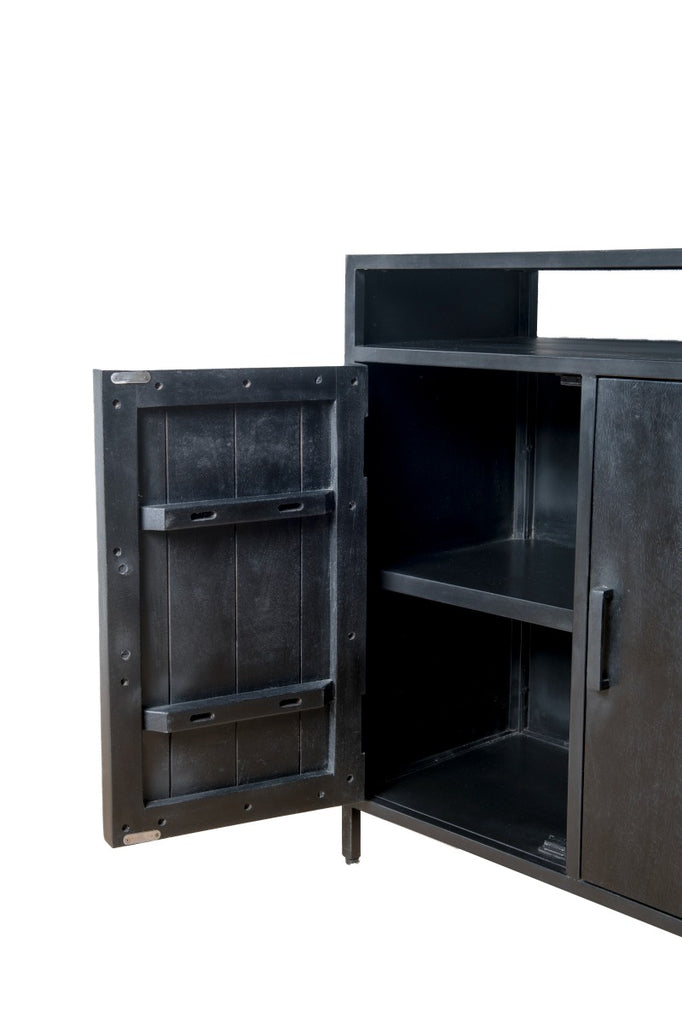 Nancy's Milharicas Dressoir - Kast - Mangohout - Staal - Zwart - 180 x 40 x 85 cm