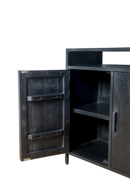 Nancy's Milharicas Dressoir - Kast - Mangohout - Staal - Zwart - 180 x 40 x 85 cm