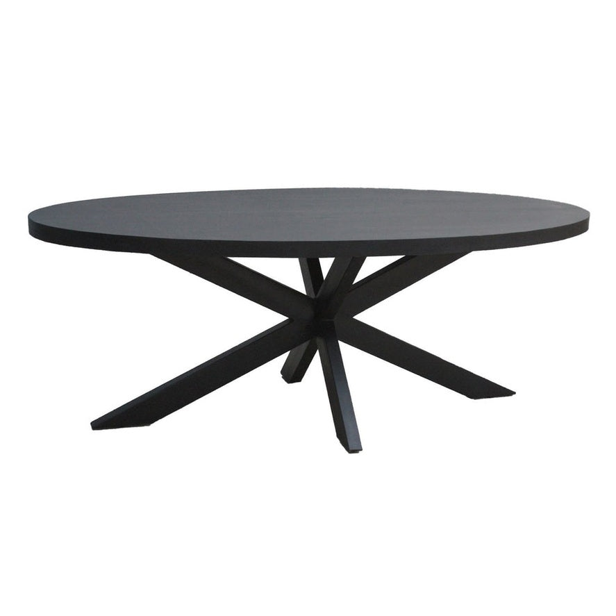 Livingfurn Kala Oval Spider 180 cm eettafel - Mangohout - Zwart