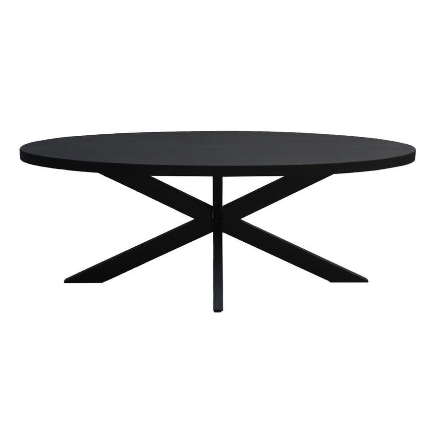 Livingfurn Kala Oval Spider 180 cm eettafel - Mangohout - Zwart