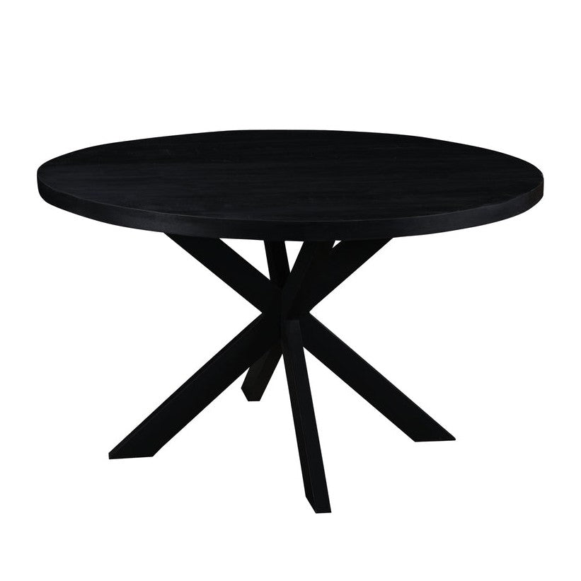 Nancy's Raimonda Eettafel - Eetkamertafel - Rond - Mangohout - Zwart - Ø 120 cm