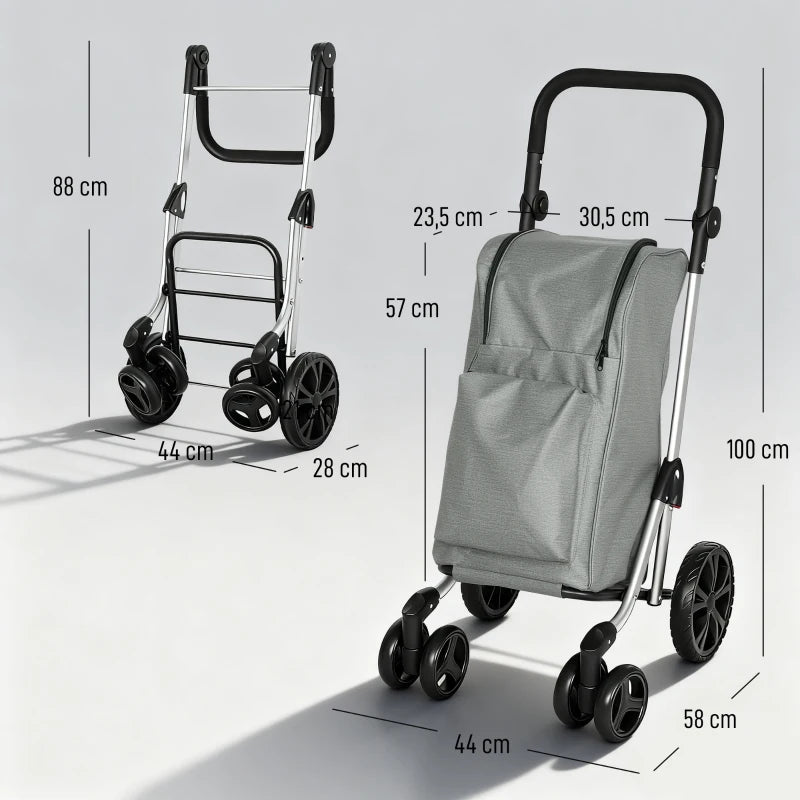 Nancy's Nettuno Boodschappentrolley - Boodschappenwagen - Boodschappenkar - Grijs - 46 Liter