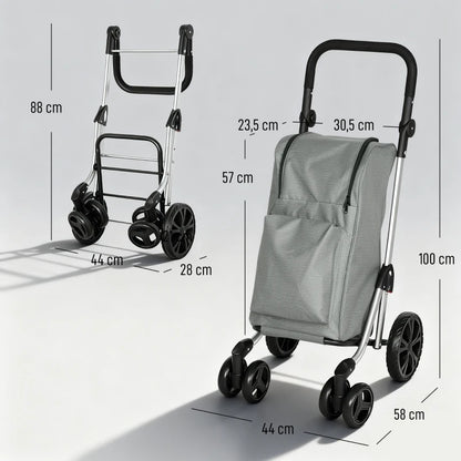 Nancy's Nettuno Boodschappentrolley - Boodschappenwagen - Boodschappenkar - Grijs - 46 Liter