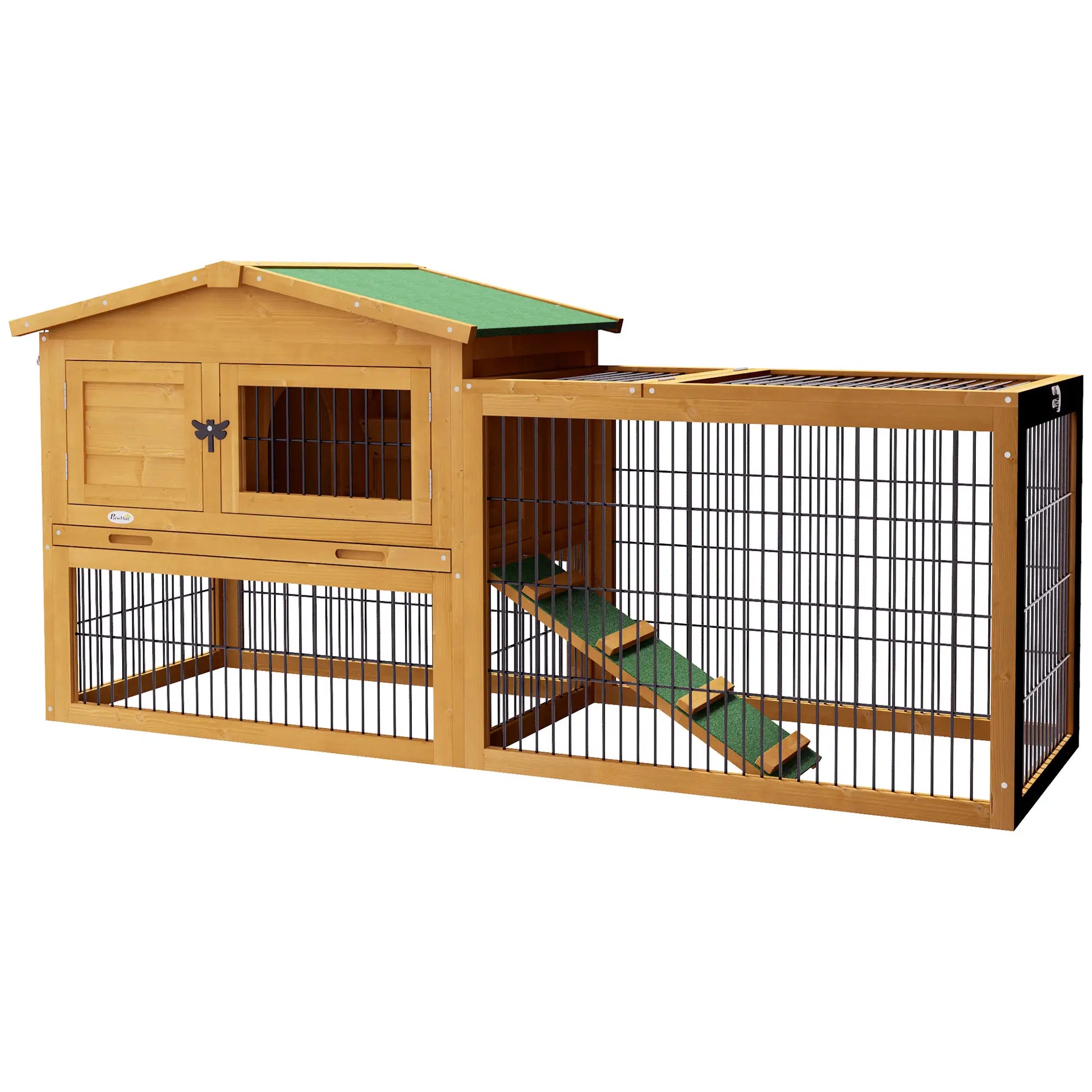 Nancy's Codogno Konijnenhok - Dierenhok - Dierenverblijf - Dennenhout - ± 150 x 50 x 70 cm
