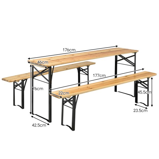 Nancy's Terrenho Biertafel - Campingtafel - Picknicktafel - Kampeertafel - Hout - ± 180 x 50 x 80 cm