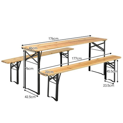 Nancy's Terrenho Biertafel - Campingtafel - Picknicktafel - Kampeertafel - Hout - ± 180 x 50 x 80 cm