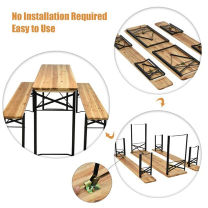 Nancy's Terrenho Biertafel - Campingtafel - Picknicktafel - Kampeertafel - Hout - ± 180 x 50 x 80 cm