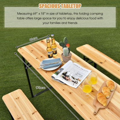 Nancy's Terrenho Biertafel - Campingtafel - Picknicktafel - Kampeertafel - Hout - ± 180 x 50 x 80 cm