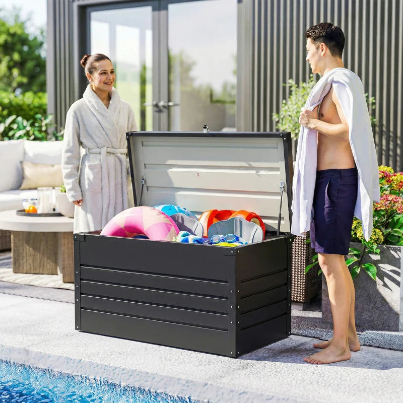 Nancy's Robella Tuinkussenbox - Opbergbox voor buiten - Tuinkist - Grijs - Staal - 120 x 60 x 60 cm