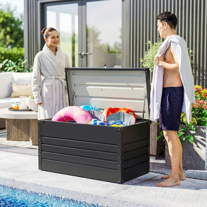 Nancy's Robella Tuinkussenbox - Opbergbox voor buiten - Tuinkist - Grijs - Staal - 120 x 60 x 60 cm