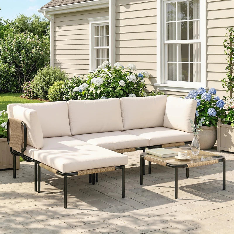 Nancy's Sinalunga Loungeset - Tuinset - Tuinmeubelset - Lounge Set - Kaki / Hout - Rotan