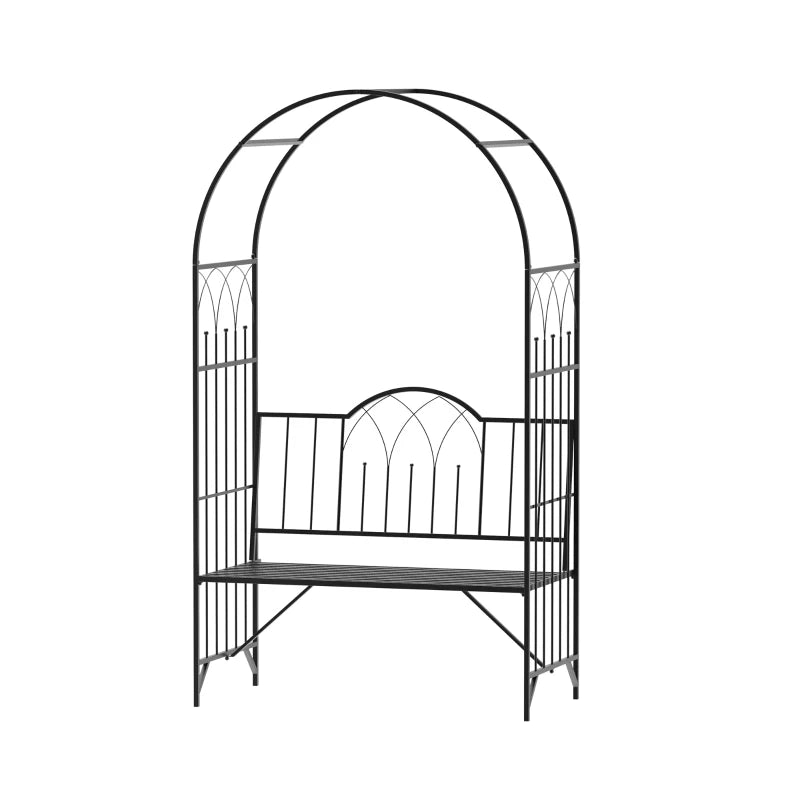 Nancy's Ricadi Tuinbank - Rozenboog - Parkbank - Zwart - Staal - ± 115 x 60 x 205 cm
