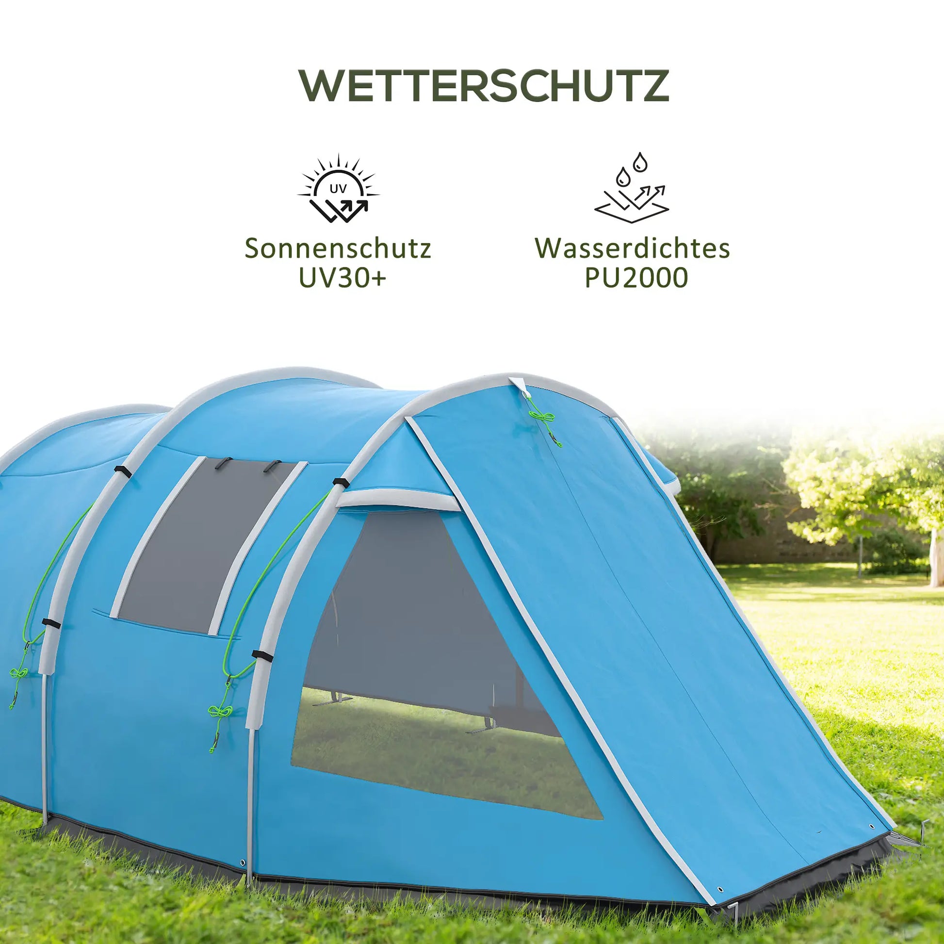 Nancy's Fermentelos Kampeertent - Camping Tent - 3 tot 4 personen - Blauw - ± 475 x 265 x 170 cm
