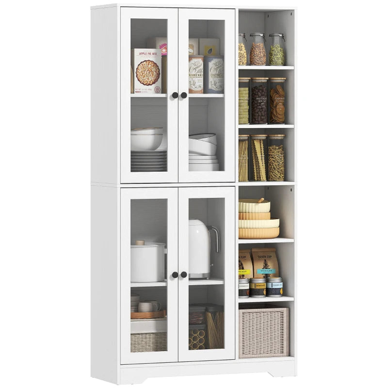 Nancy's Partinico Keukenkast - Hoge Opbergkast - Buffetkast - Wit - ± 90 x 35 x 170 cm