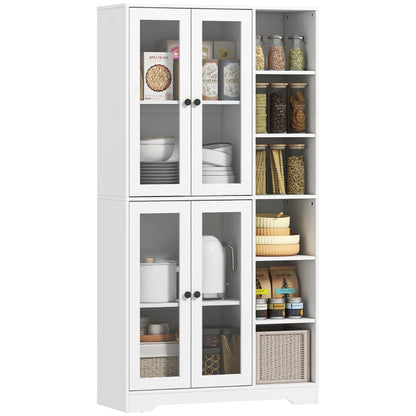 Nancy's Partinico Keukenkast - Hoge Opbergkast - Buffetkast - Wit - ± 90 x 35 x 170 cm