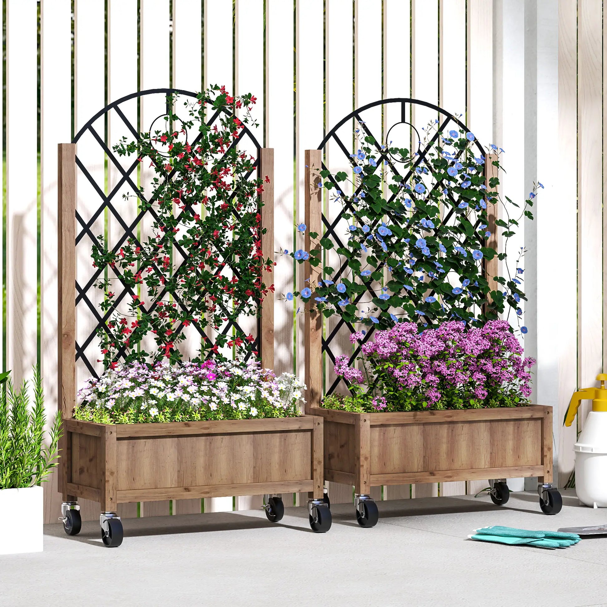 Nancy's Cento Plantenbakken Set van 2 - Plantenrek - Tuinrek - Plantenbed - Dennenhout - ± 50 x 25 x 100 cm