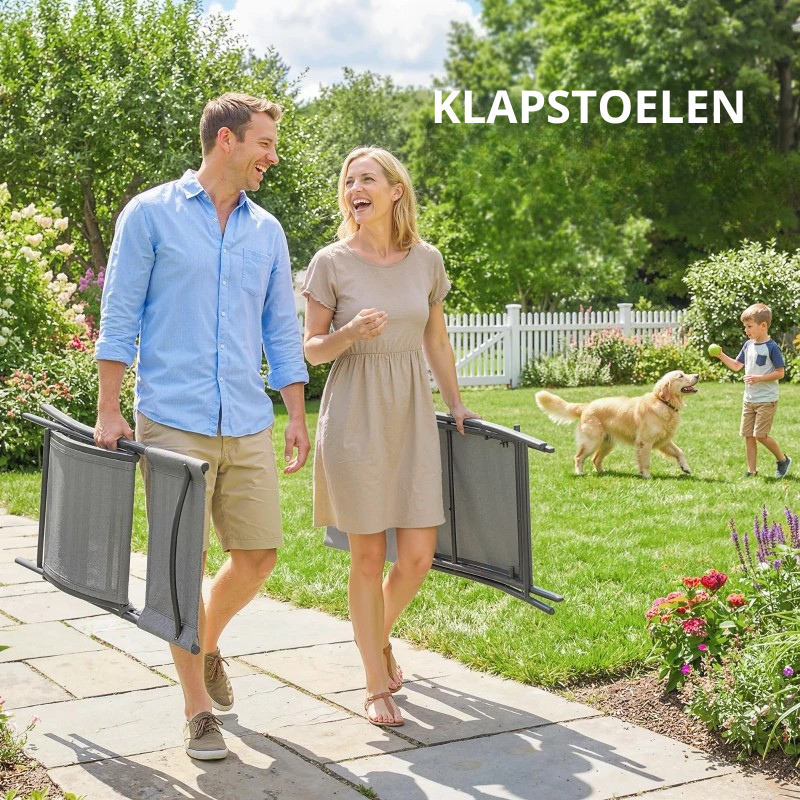 Nancy's Saronno Tuinset - 5-Delige Tuinmeubelset - Tuintafel Set - Grijs