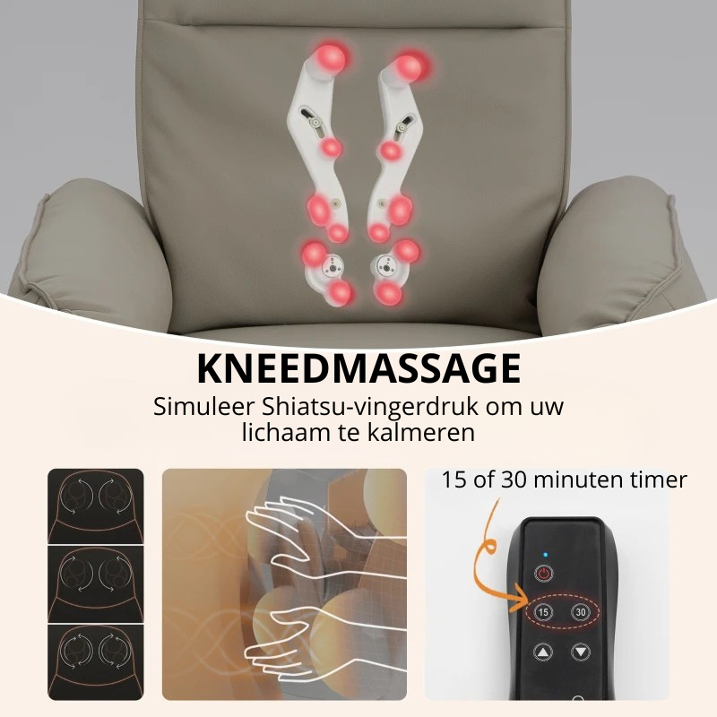 Nancy's Oyace Massagestoel - Relaxfauteuil - 3D Kneedmassage - Elektrisch verstelbaar - Beige - Kunstleer