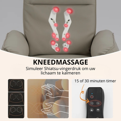 Nancy's Oyace Massagestoel - Relaxfauteuil - 3D Kneedmassage - Elektrisch verstelbaar - Beige - Kunstleer