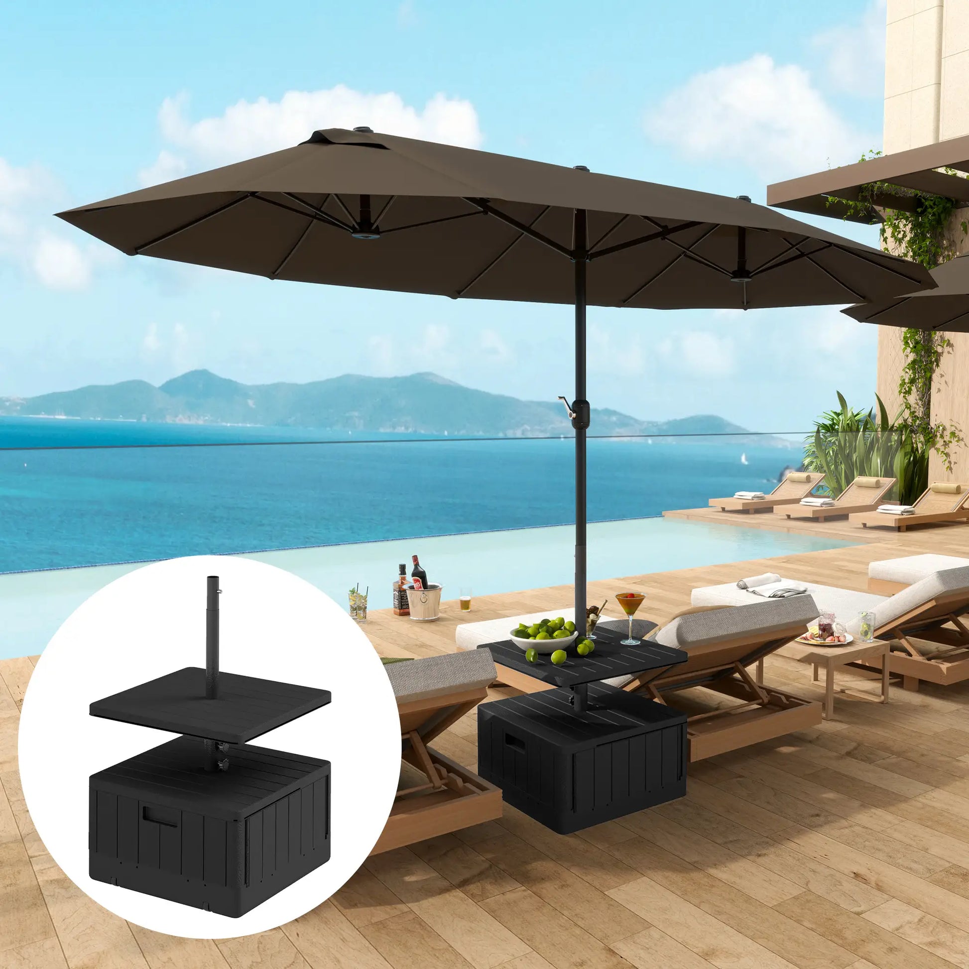 Nancy's Sousel Parasolvoet - Parasol Standaard - Parasolhouder - Parasolbak - Zwart