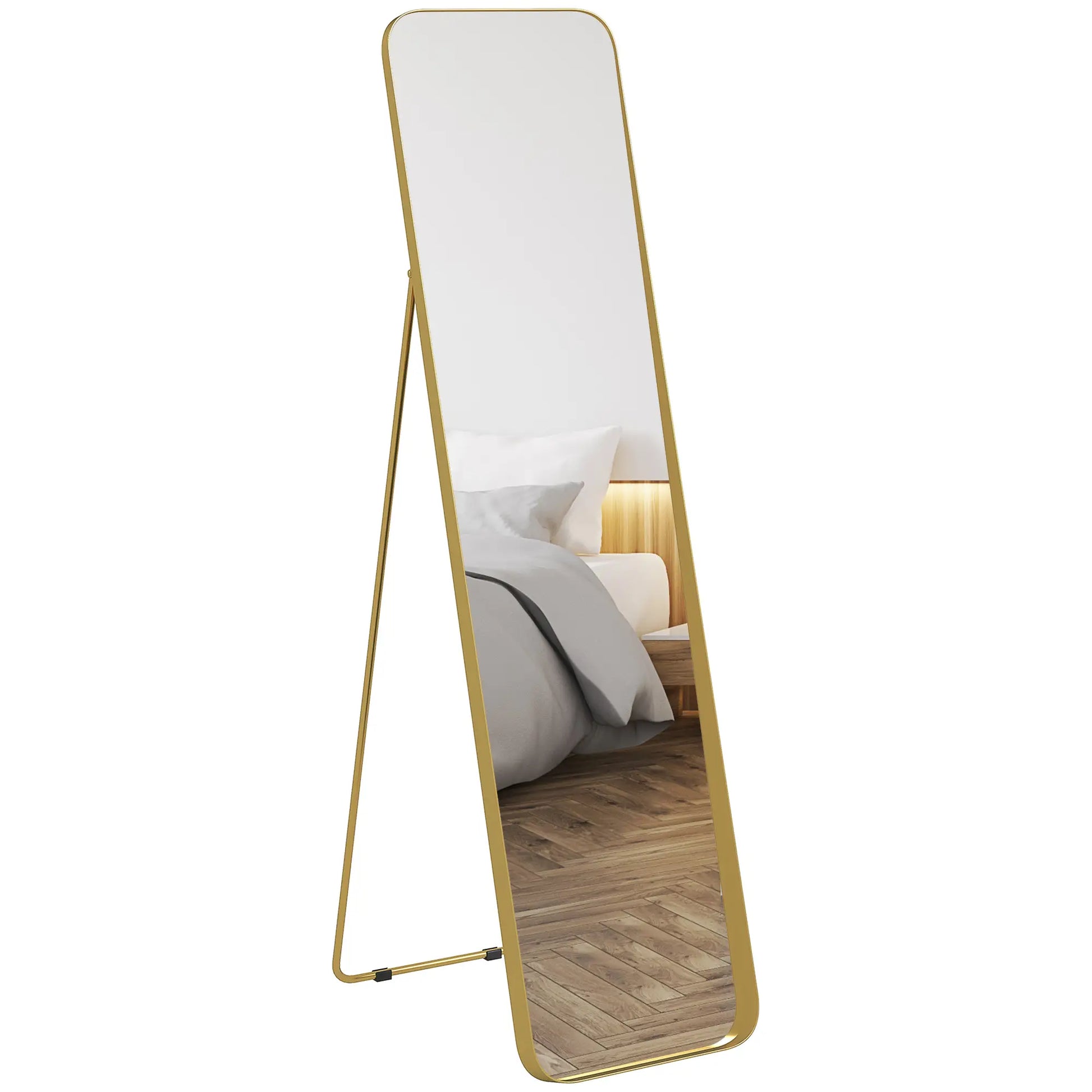 Nancy's Lisio Staande Spiegel - Kledingspiegel - Passpiegel - Goud - 40 x 160 cm