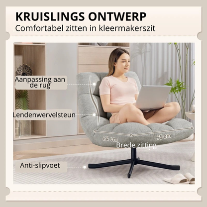 Nancy's Padula Draaifauteuil - Draaistoel - Relaxfauteuil - Lichtgrijs - Chenille