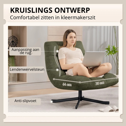 Nancy's Padula Draaifauteuil - Draaistoel - Relaxfauteuil - Groen - Chenille