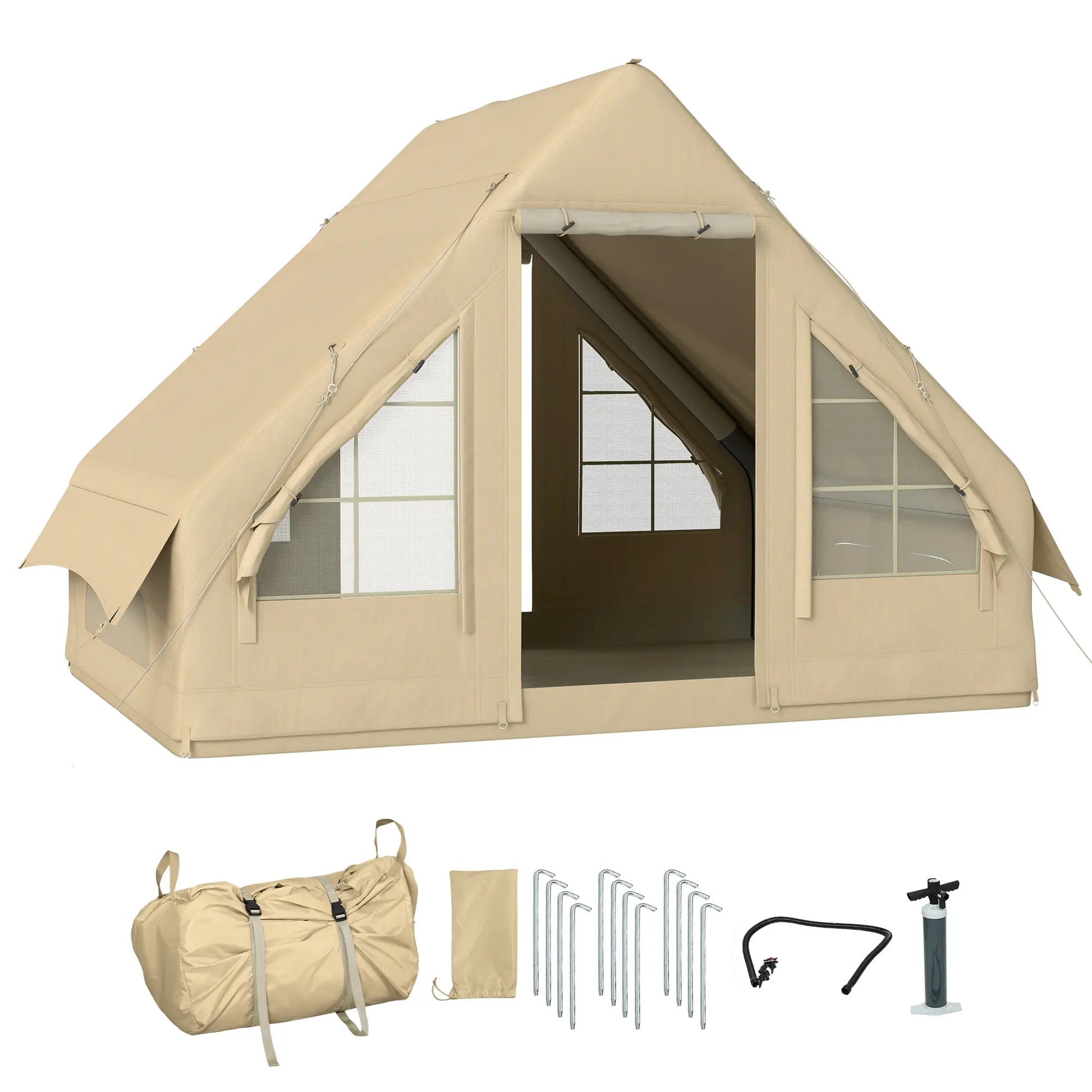 Nancy's Camugnano Kampeertent - Camping Tent - Opblaasbaar - Zandkleur - 300 x 200 x 200 cm