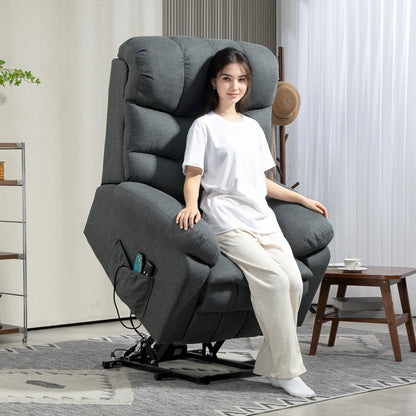 Nancy's Malgrate Sta op stoel - Seniorenstoel - Relaxfauteuil - Massagestoel - Grijs - Linnen