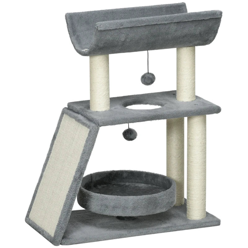 Nancy's Torregrotta Krabpaal - Kattenboom - Klimboom voor katten - Grijs - Pluche / Sisal - ± 60 x 30 x 75 cm
