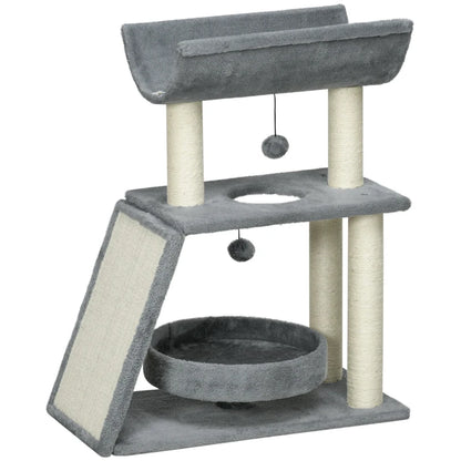 Nancy's Torregrotta Krabpaal - Kattenboom - Klimboom voor katten - Grijs - Pluche / Sisal - ± 60 x 30 x 75 cm