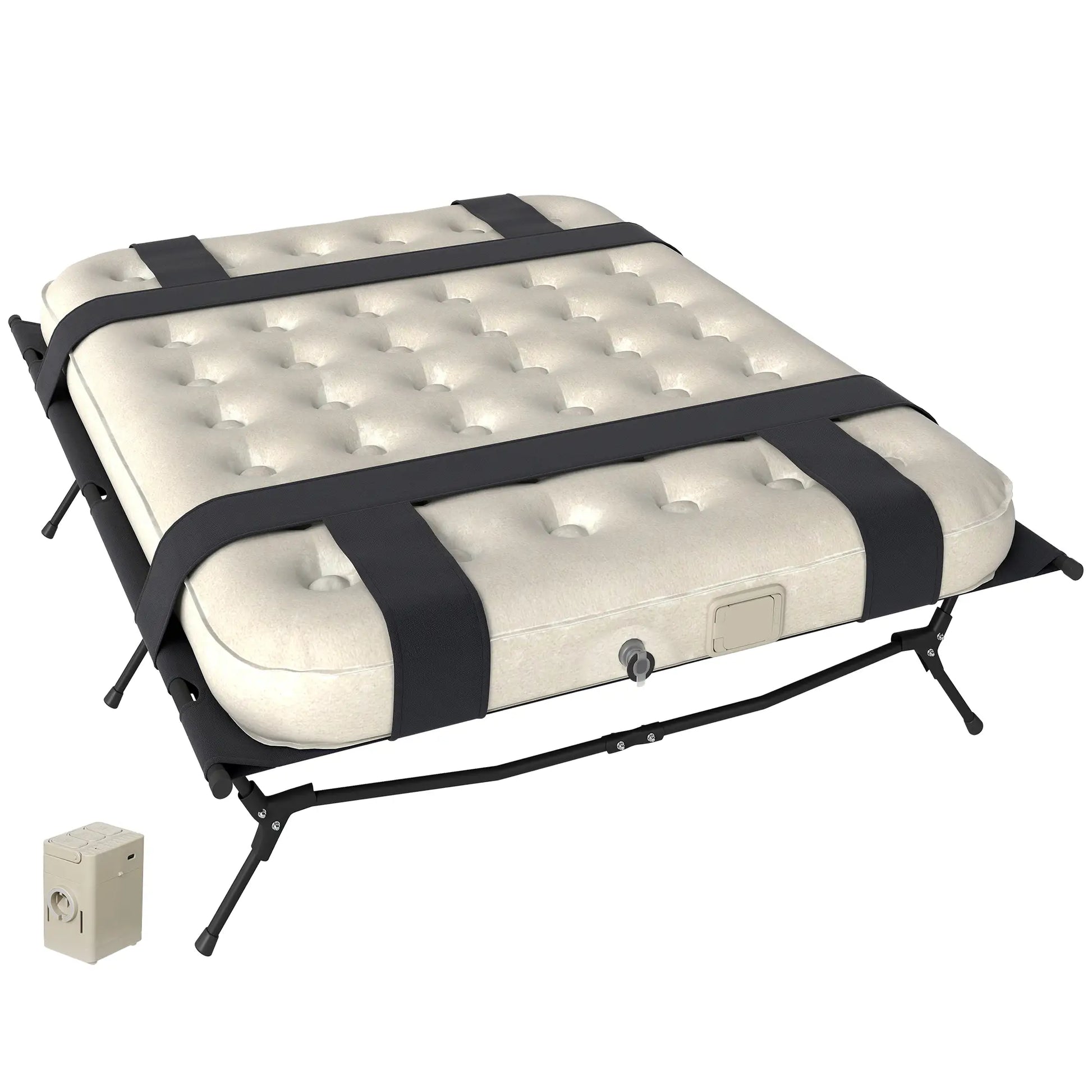 Nancy's Druogno Campingbed - 2-Persoons Luchtbed - Automatische Luchtpomp - Zwart / Kaki