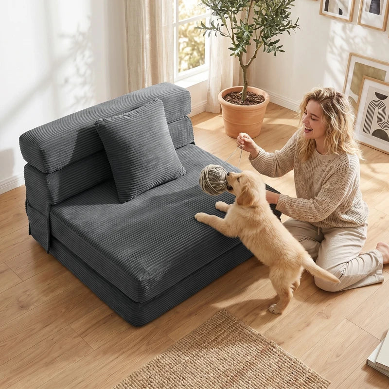 Nancy's Squillace Slaapbank - Slaapfauteuil - Vloerstoel - Grijs - Corduroy