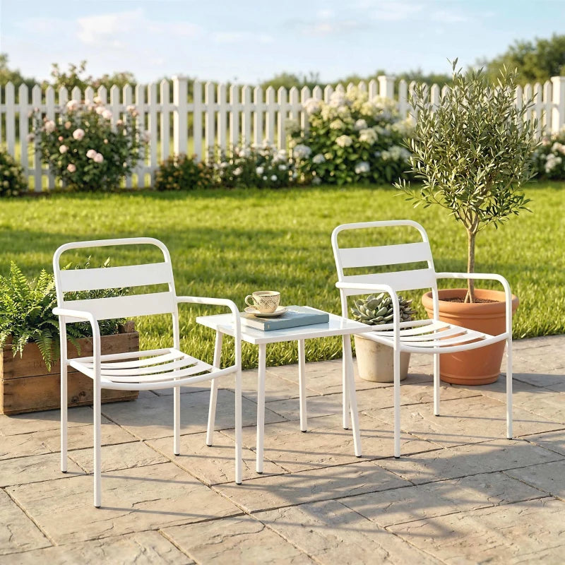 Nancy's Sarmede Bistroset - Balkonset - Tuinset - 3-Delig - Wit - Staal