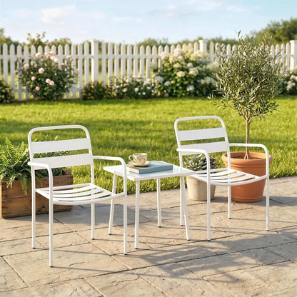 Nancy's Sarmede Bistroset - Balkonset - Tuinset - 3-Delig - Wit - Staal