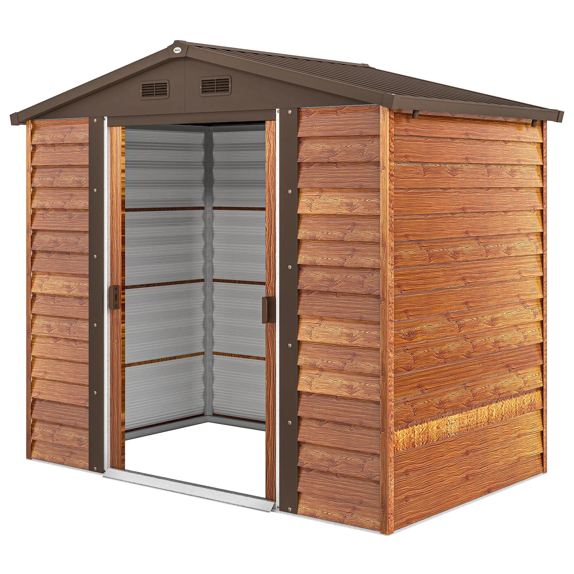 Nancy's Galluzzo Opbergschuur - Tuinschuur - Bruin - Staal - ± 150 x 235 x 175/210 cm