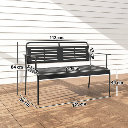 Nancy's Follo Tuinbank - Parkbank - Balkonbank - Zwart - Staal - ± 120 x 65 x 85 cm