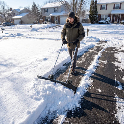 Nancy's Treiso Sneeuwschuiver - Sneeuwschep - Twee wielen - Verstelbare steel - Extra brede schuifplaat - Zwart
