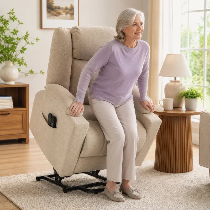 Nancy's Valstrona Sta op Stoelen - Seniorenstoel - Opsta stoel - Trilmassage & Warmte - Crèmewit